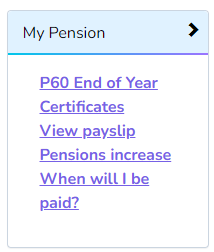 Image shows a menu listing P60s and payslips.