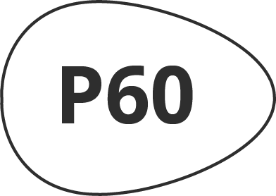 P60 in an egg outline